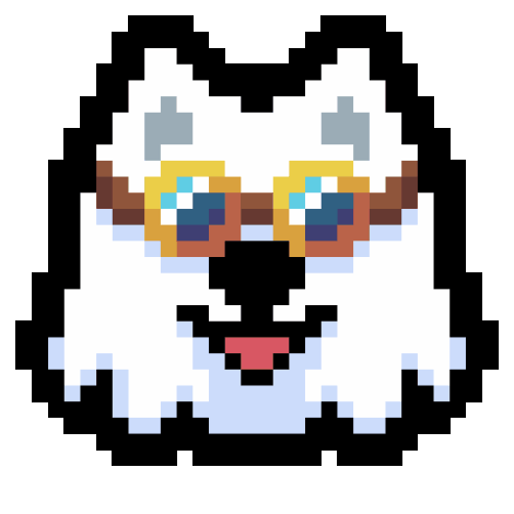Samoyed dog sprite wearing goggles.